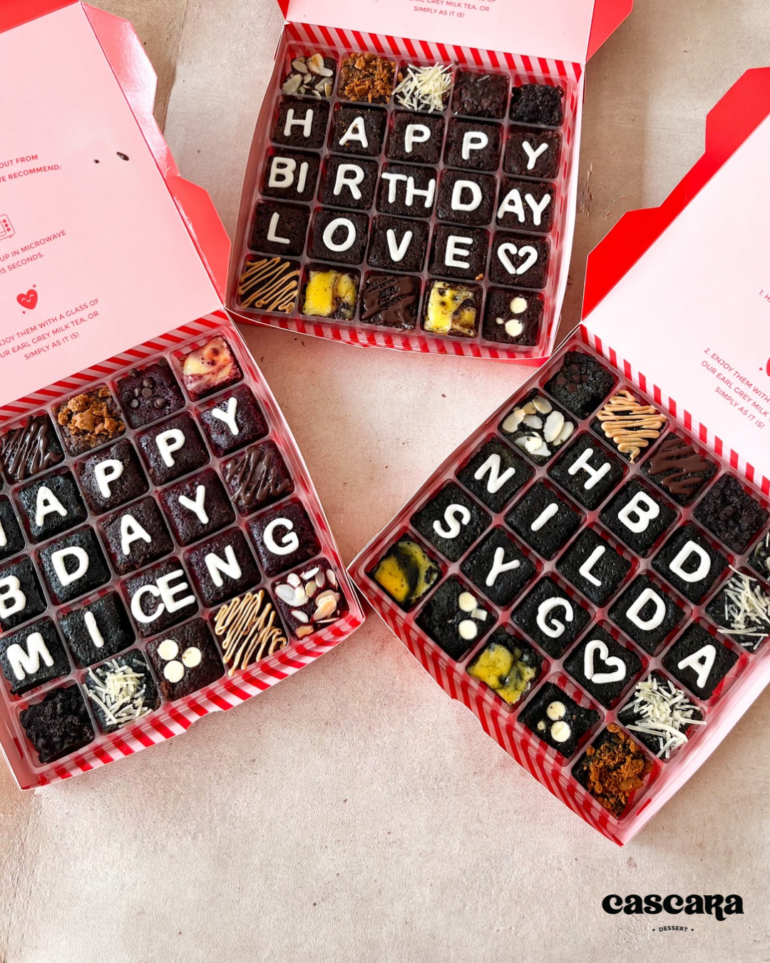 25 pcs Custom Lettering Square Brownies Cascara
