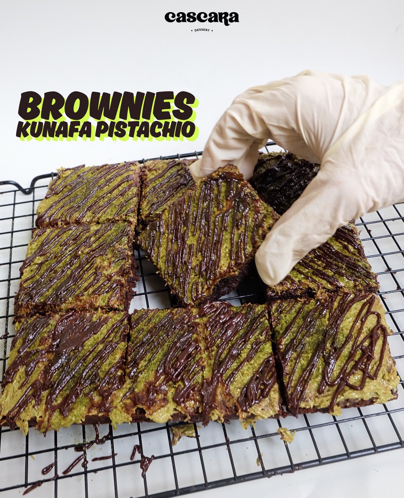 Kunafa Pistachio Fudge Brownies 20x20cm