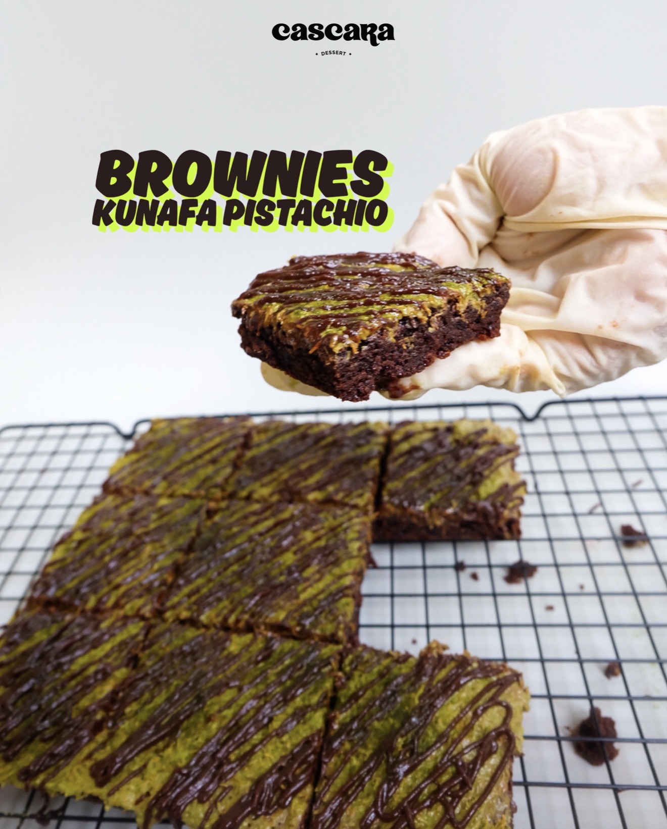 Kunafa Pistachio Fudge Brownies 20x20cm