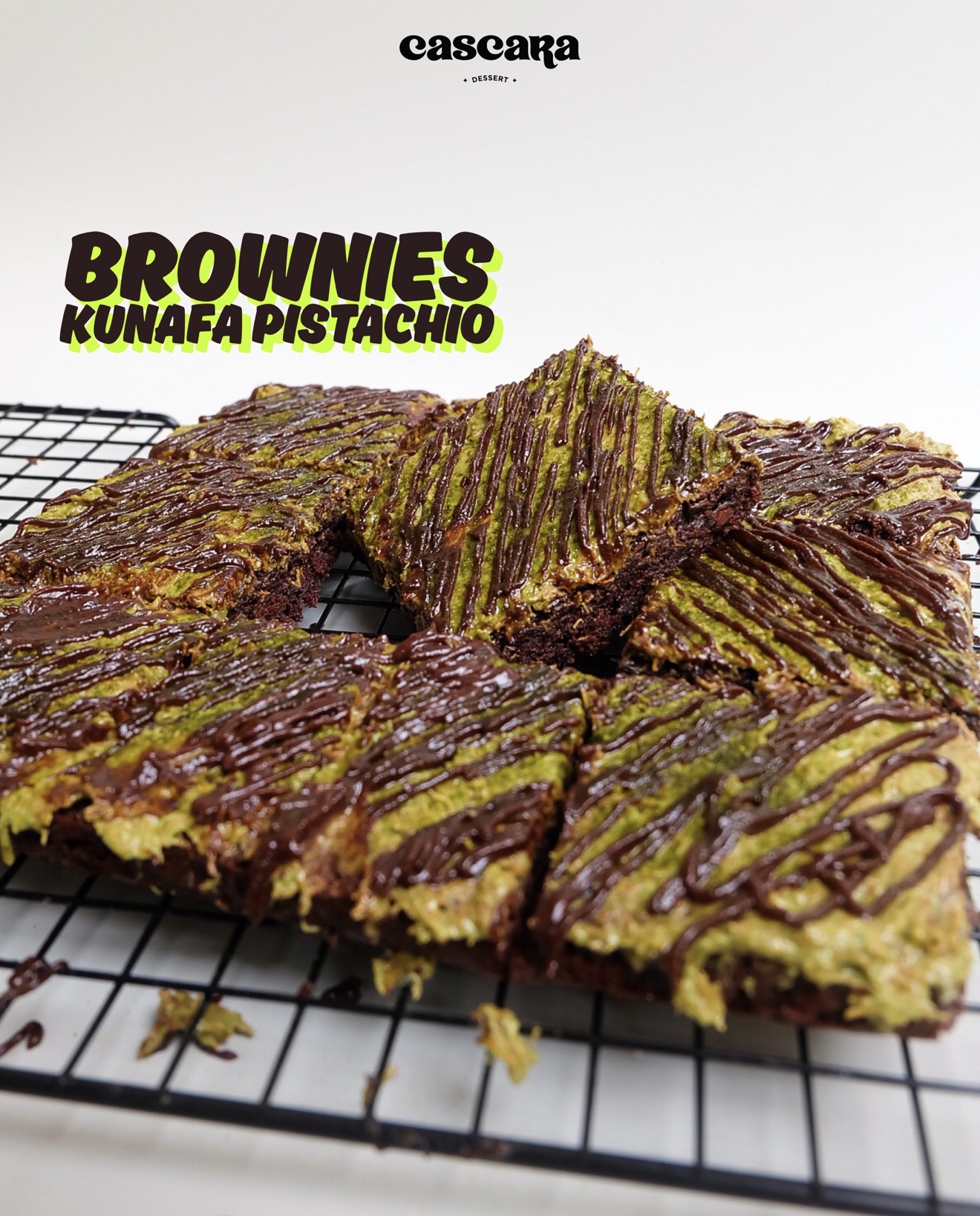 Kunafa Pistachio Fudge Brownies 20x20cm