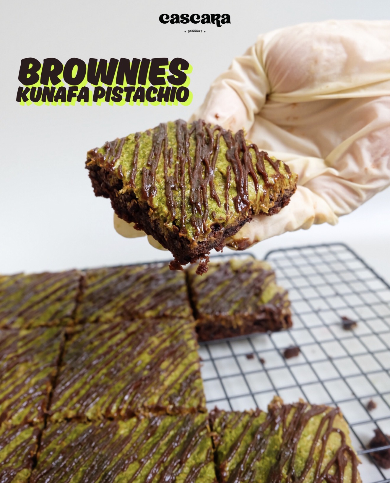 Kunafa Pistachio Fudge Brownies 20x20cm