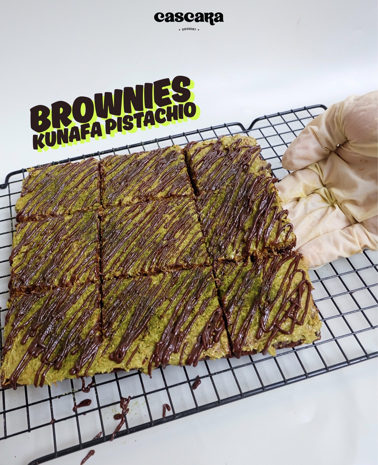 Kunafa Pistachio Fudge Brownies 20x20cm