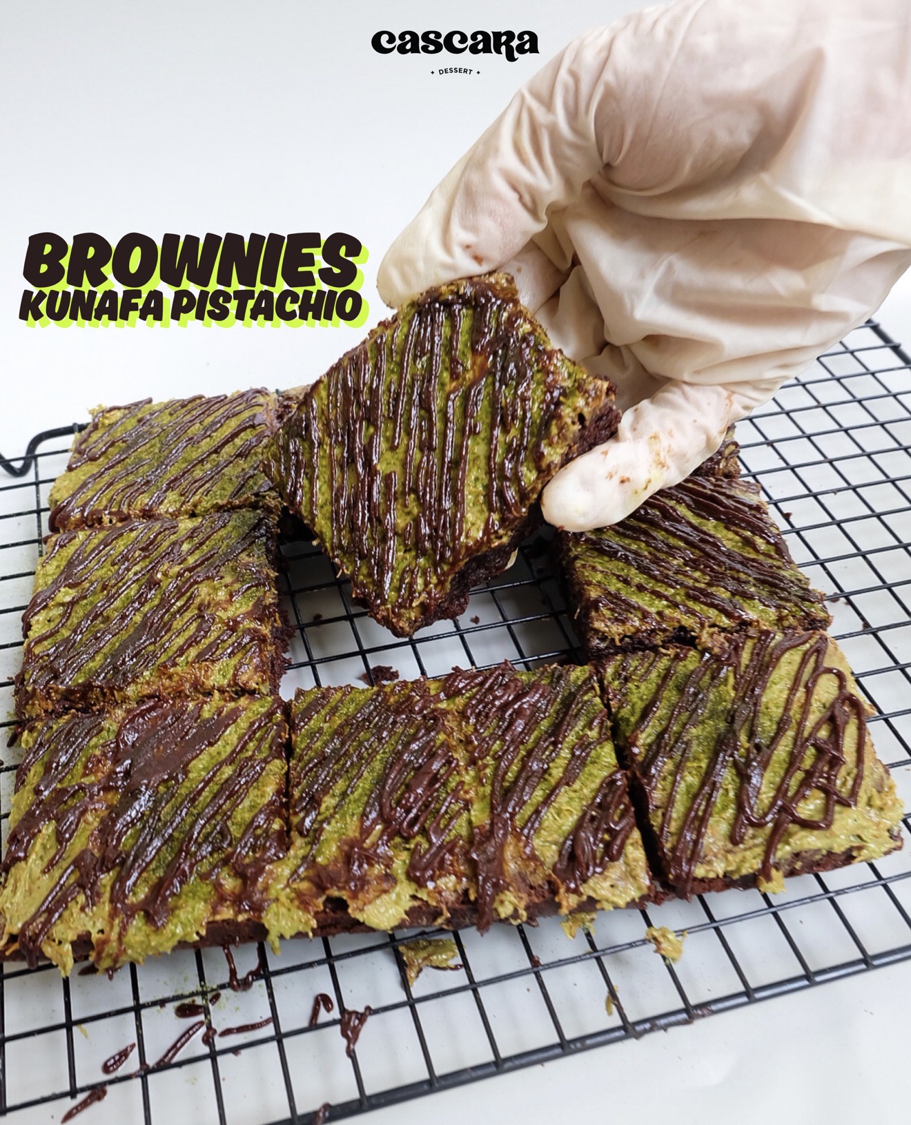 Kunafa Pistachio Fudge Brownies 20x20cm