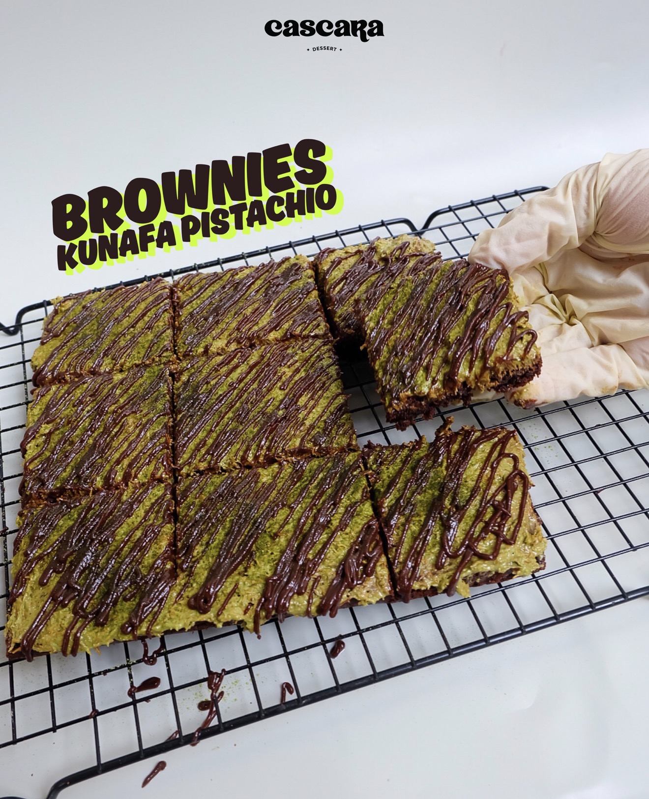 Kunafa Pistachio Fudge Brownies 20x20cm