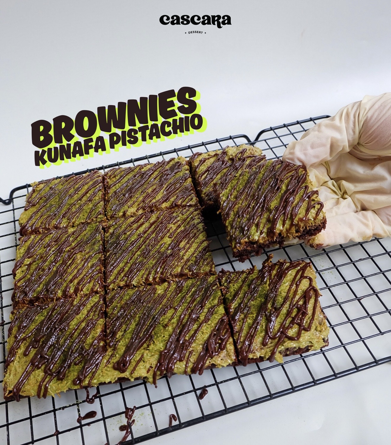 Kunafa Pistachio Fudge Brownies 20x20cm