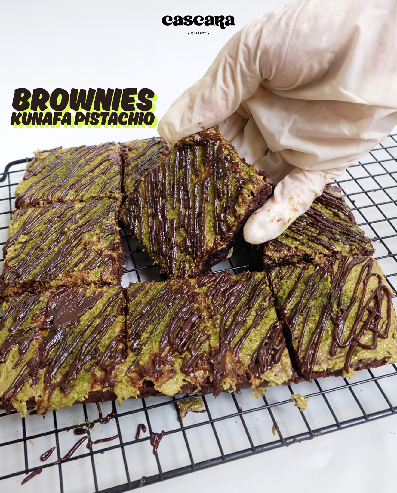 Kunafa Pistachio Fudge Brownies 20x20cm