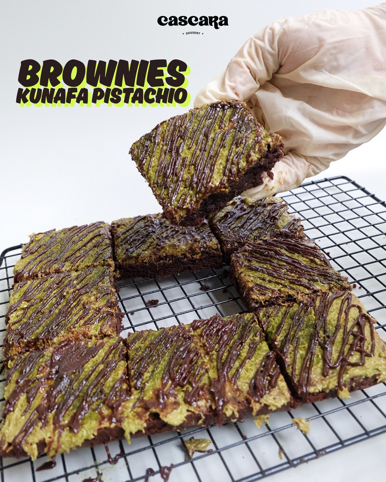 Kunafa Pistachio Fudge Brownies 20x20cm